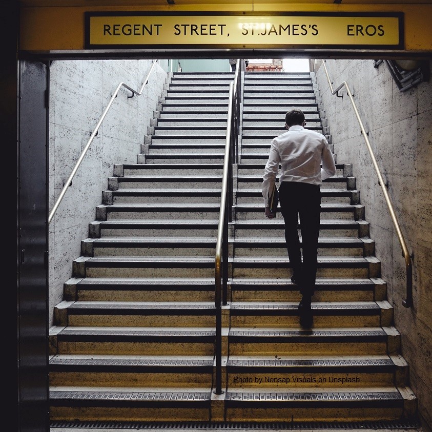 Climbing the stairs to work